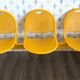 Yellow metal bench