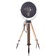 Old industrial spot on wooden tripod | vintage spot on 3 leg | tripod floor lamp