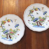 Pair of flat plates Sarreguemines decor Rouen