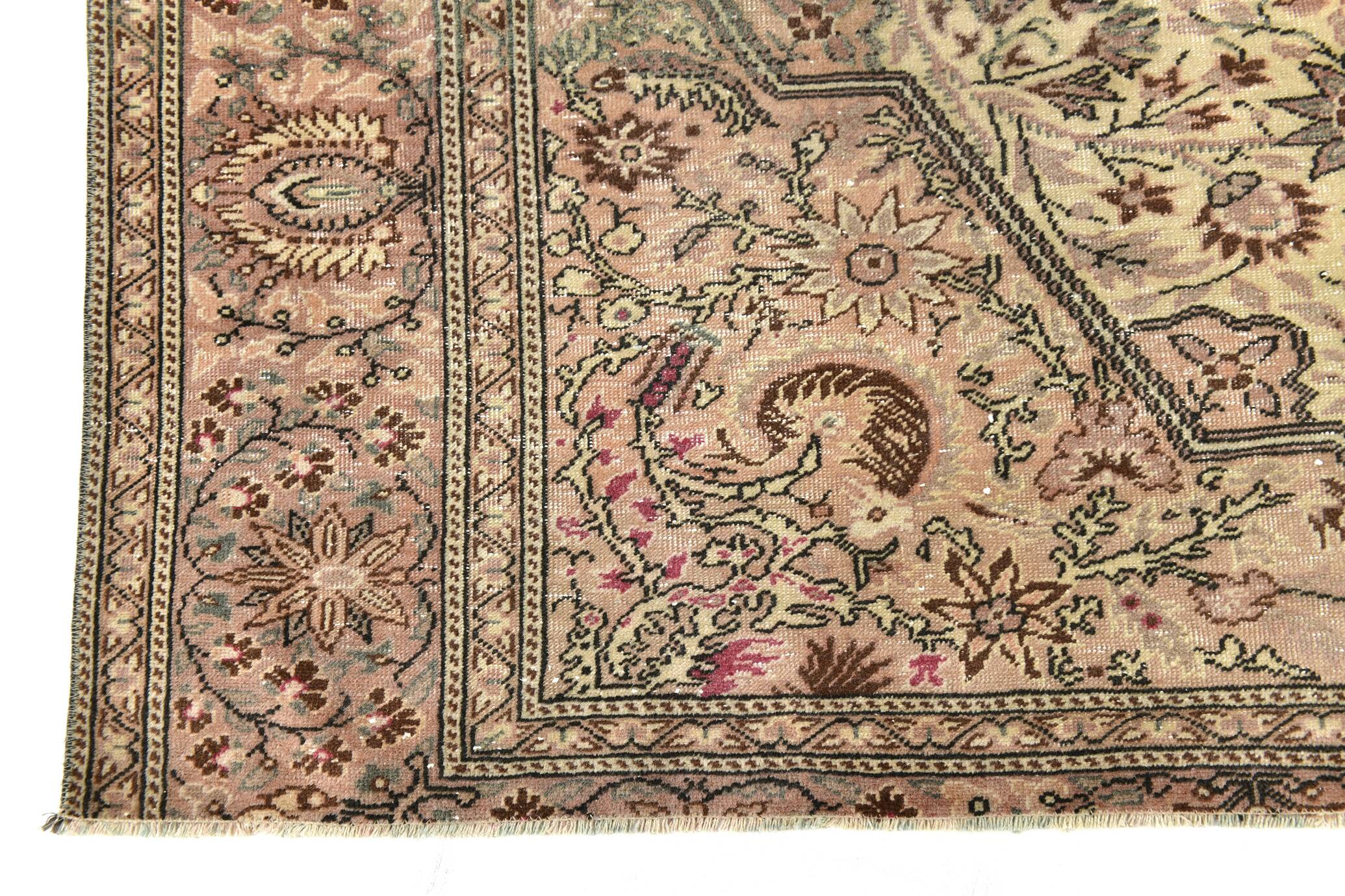 6x8 Madallion Pattern Cream & Salmon Persian Rug, 196x260Cm