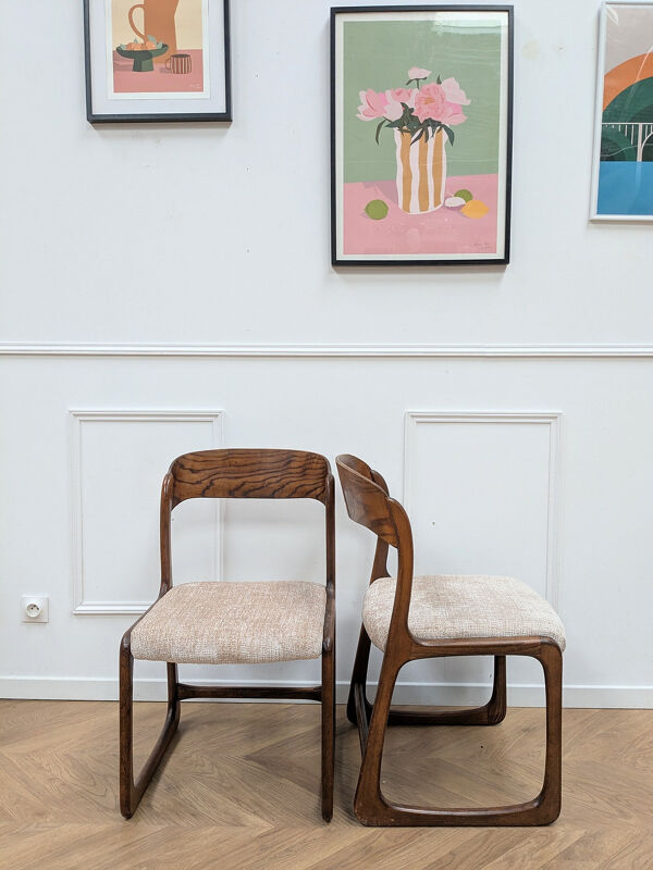 2 chaises traîneau Baumann vintage