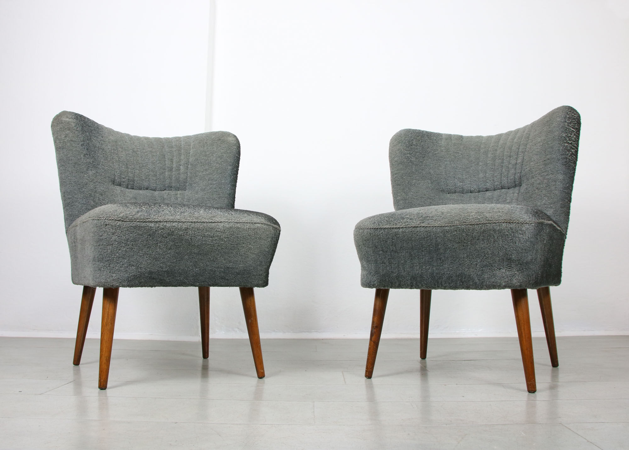 Chaises Art déco bleues, lot de 2