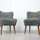 Chaises Art déco bleues, lot de 2