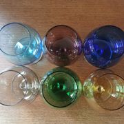 Set of 6 vintage multicoloured stemmed glasses