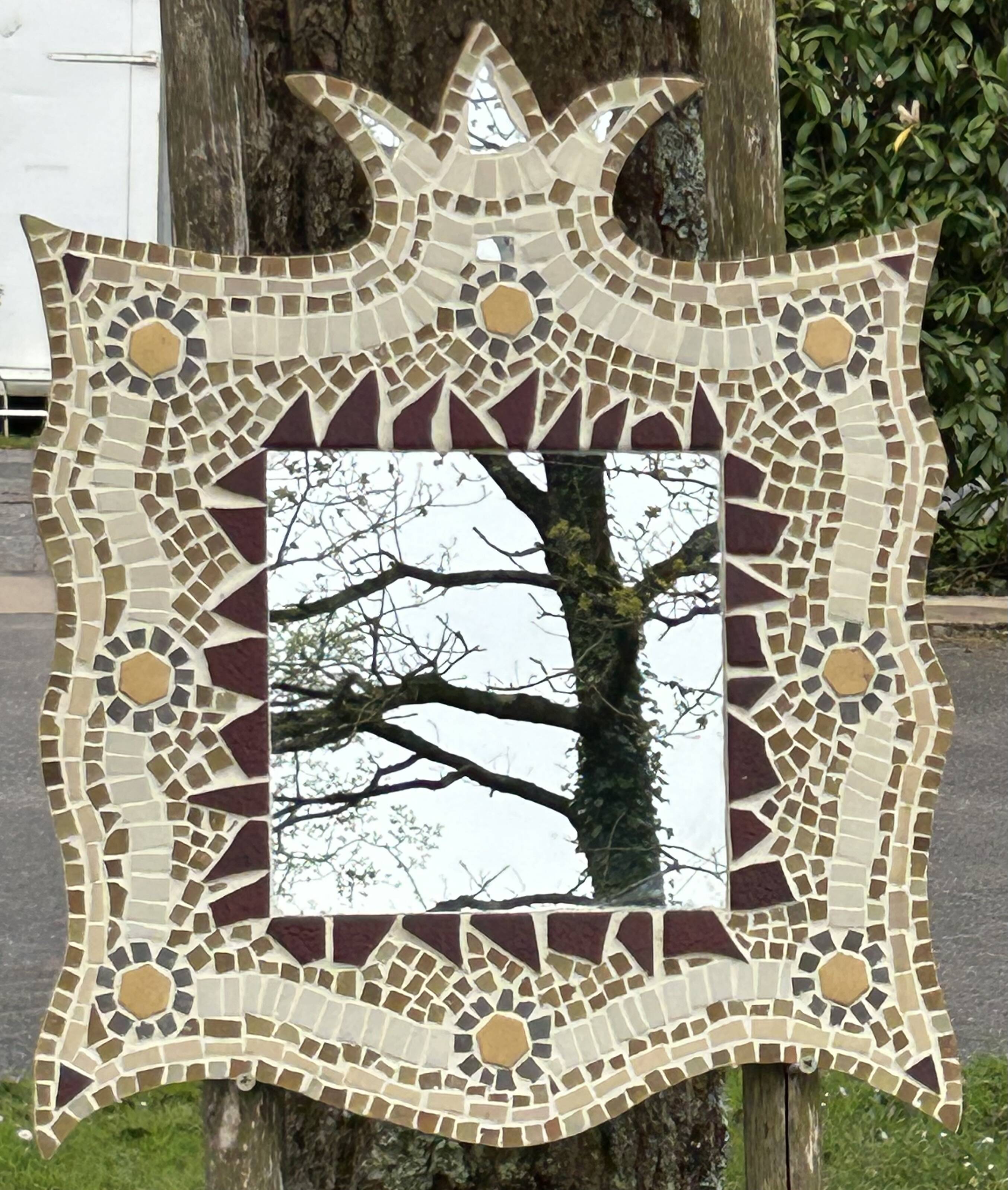 Handcrafted mirror, glass mosaic, natural stone......