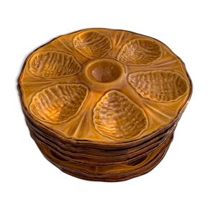 6 assiettes à huître - barbotine