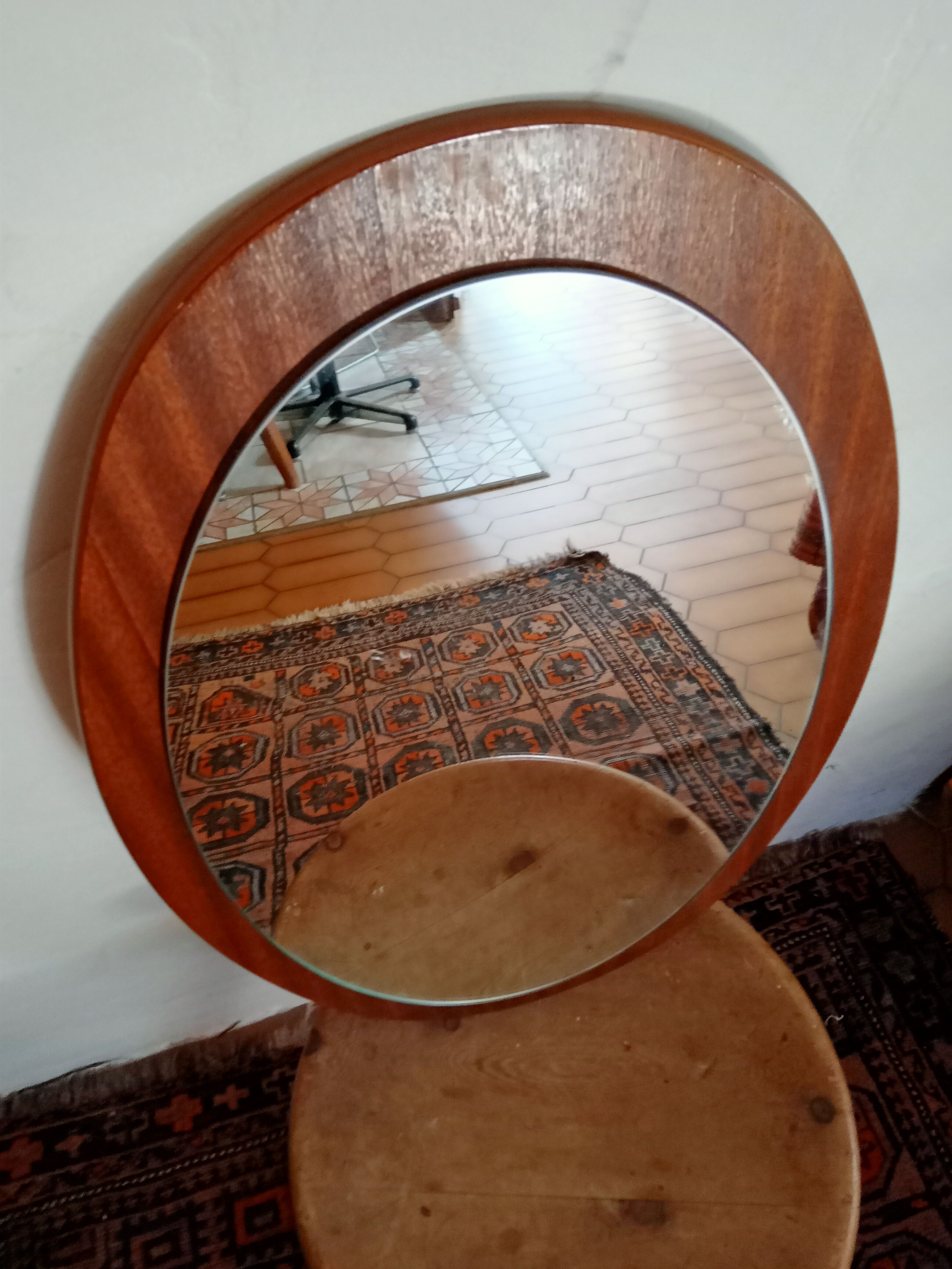Danish Scandinavian oval mirror 60s