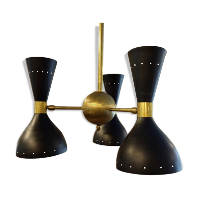 Lustre italien 3 bras noir