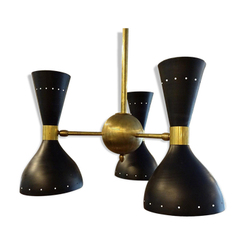 Lustre italien 3 bras noir