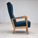 Fauteuil danois des années 1970 par Fritz Hansen, en laine de mobilier, bois de hêtre.