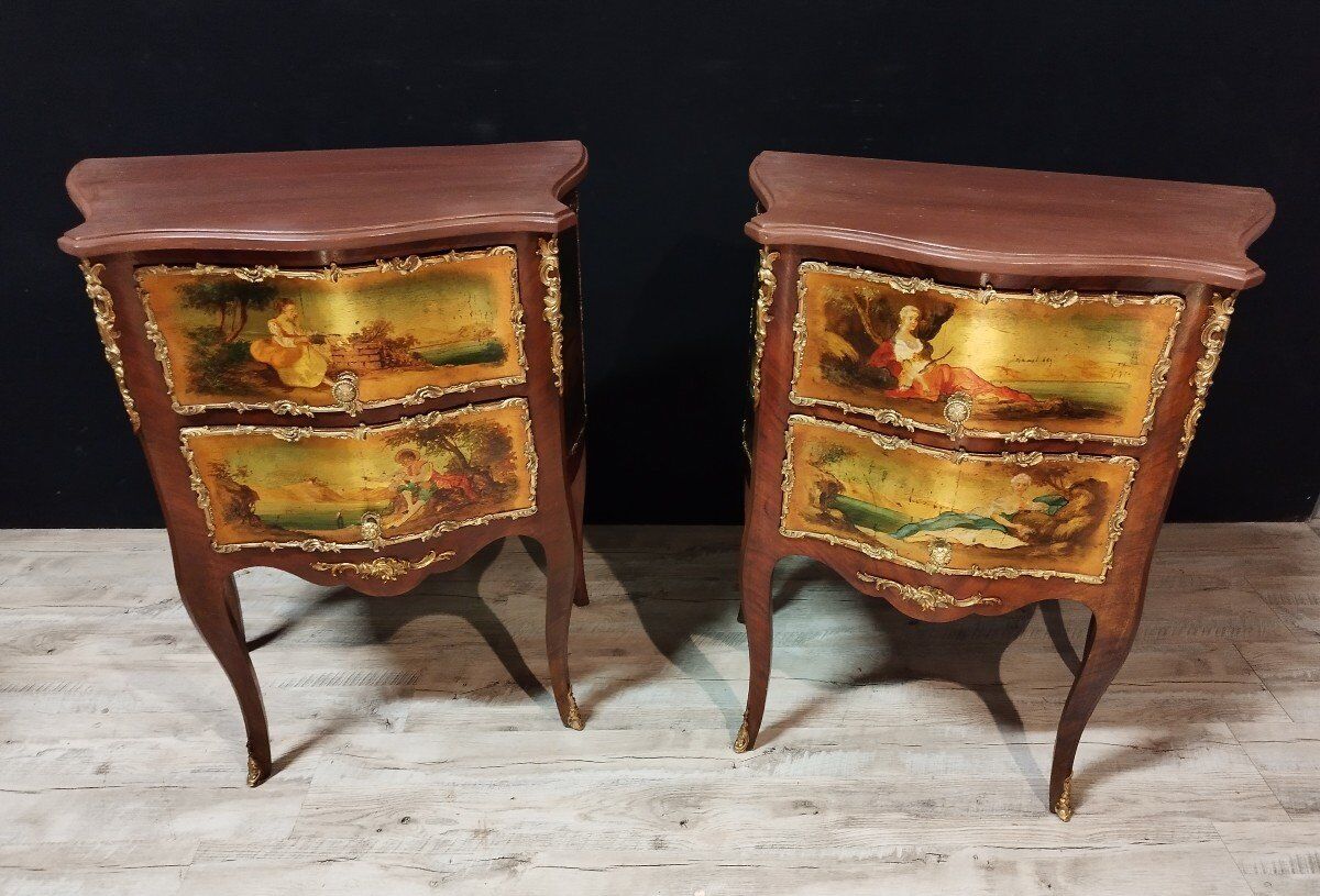 Pair of painted wooden chests of drawers