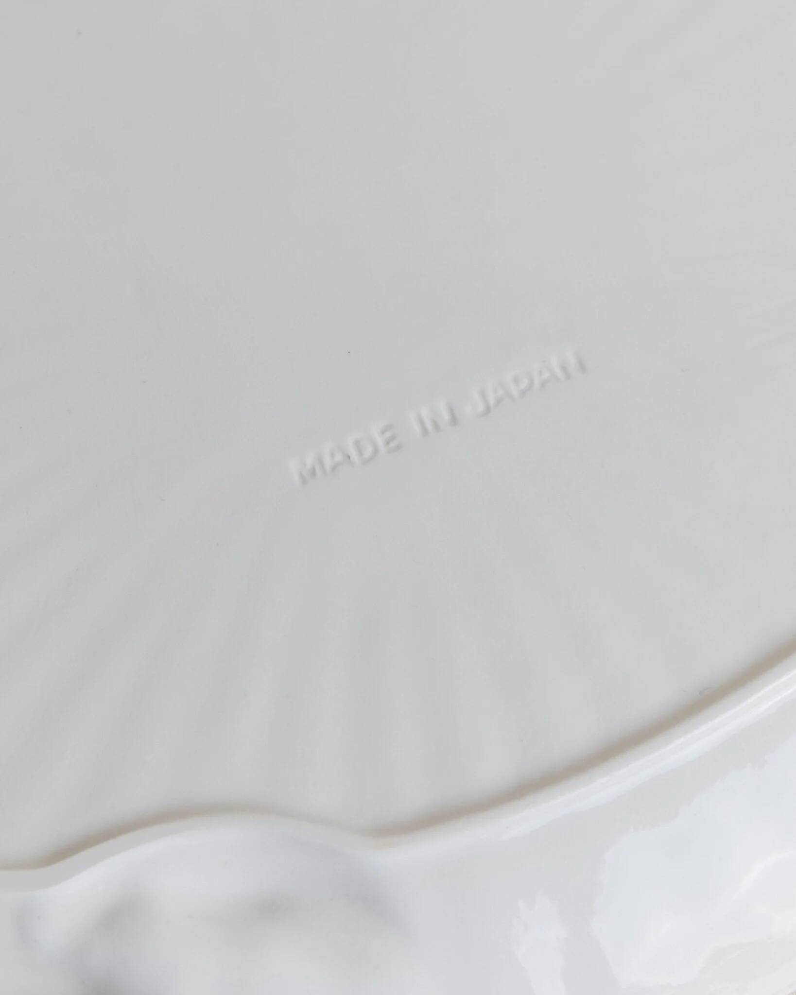 XL White Ceramic Oval Seafood Plate, 1980s Japan, Hand-Painted Relief, Vintage Decor
