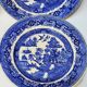 9 Antique Plates 19th Century Blue Willow Pattern Chinese Blue Decor