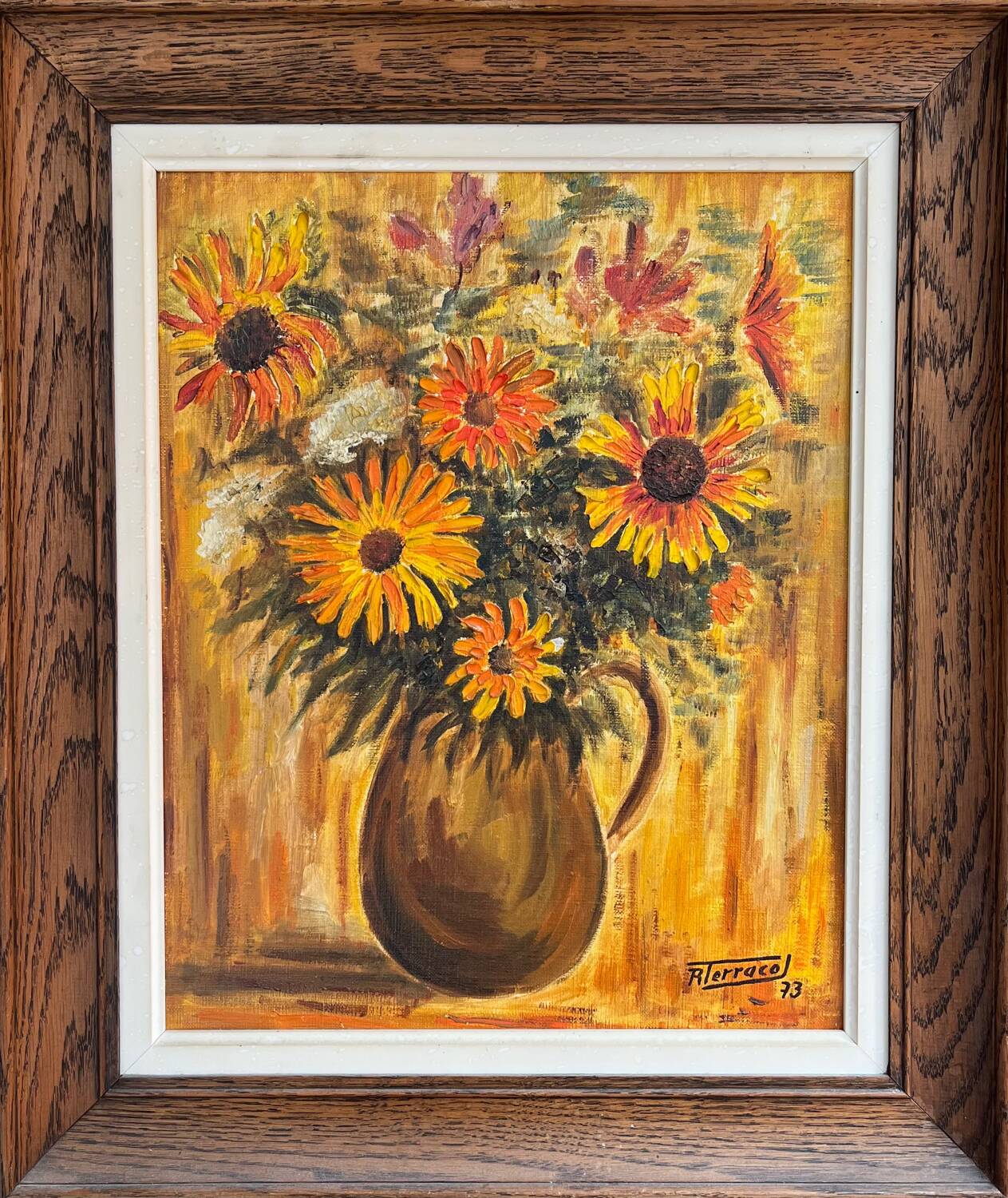 Painting: oil on canvas - still life with bouquet of flowers