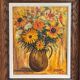 Painting: oil on canvas - still life with bouquet of flowers