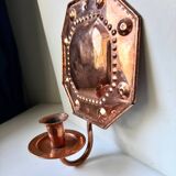 Scandinavian Antique Wall Candle Holder Sconce in Copper