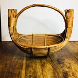 Large wicker basket Rattan design 1950