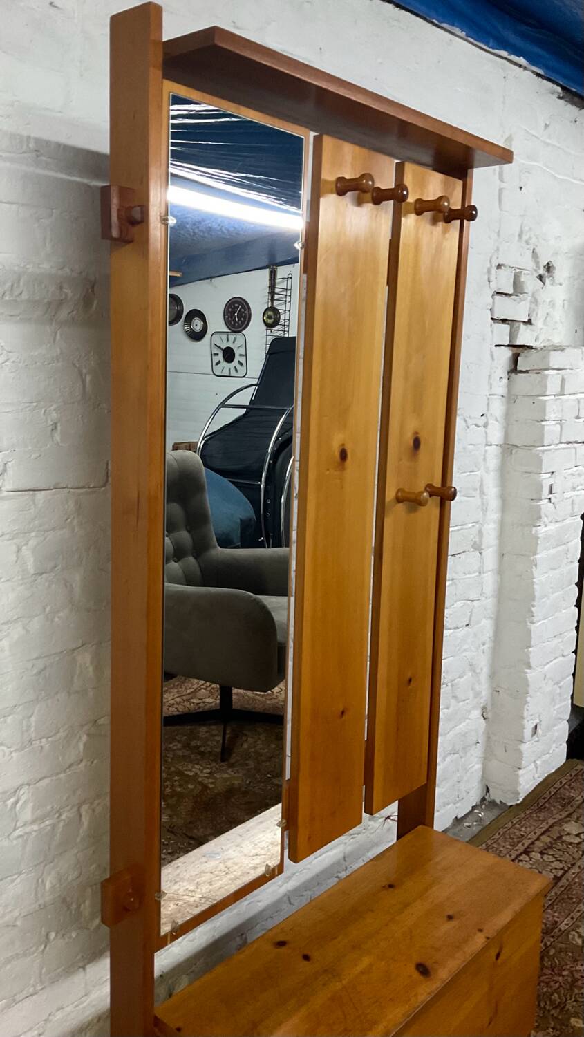 Vintage solid pine wardrobe