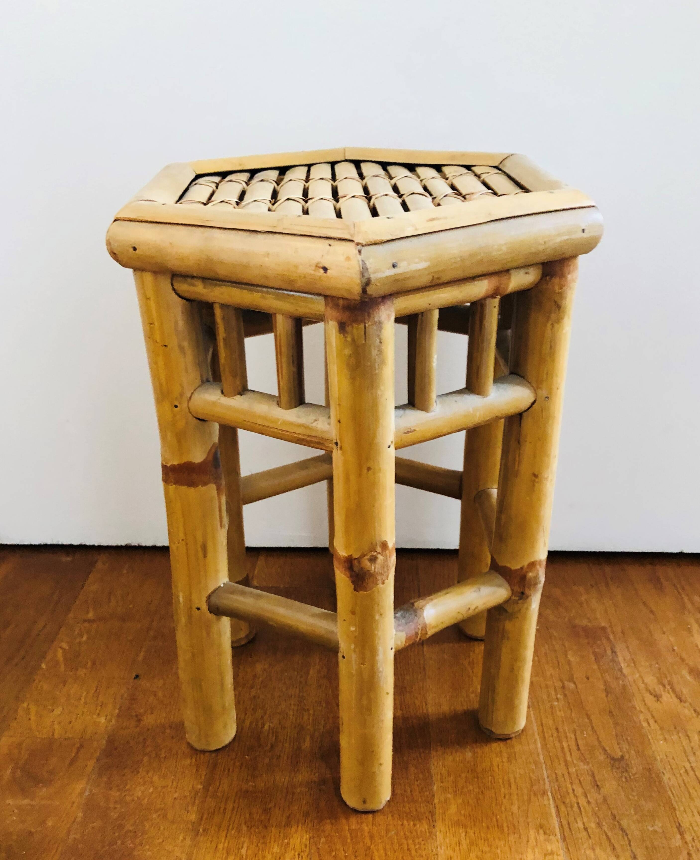 Two rattan side tables