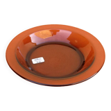 1970s Serving dish Tempered glass smoked brown color Vereco Made in France