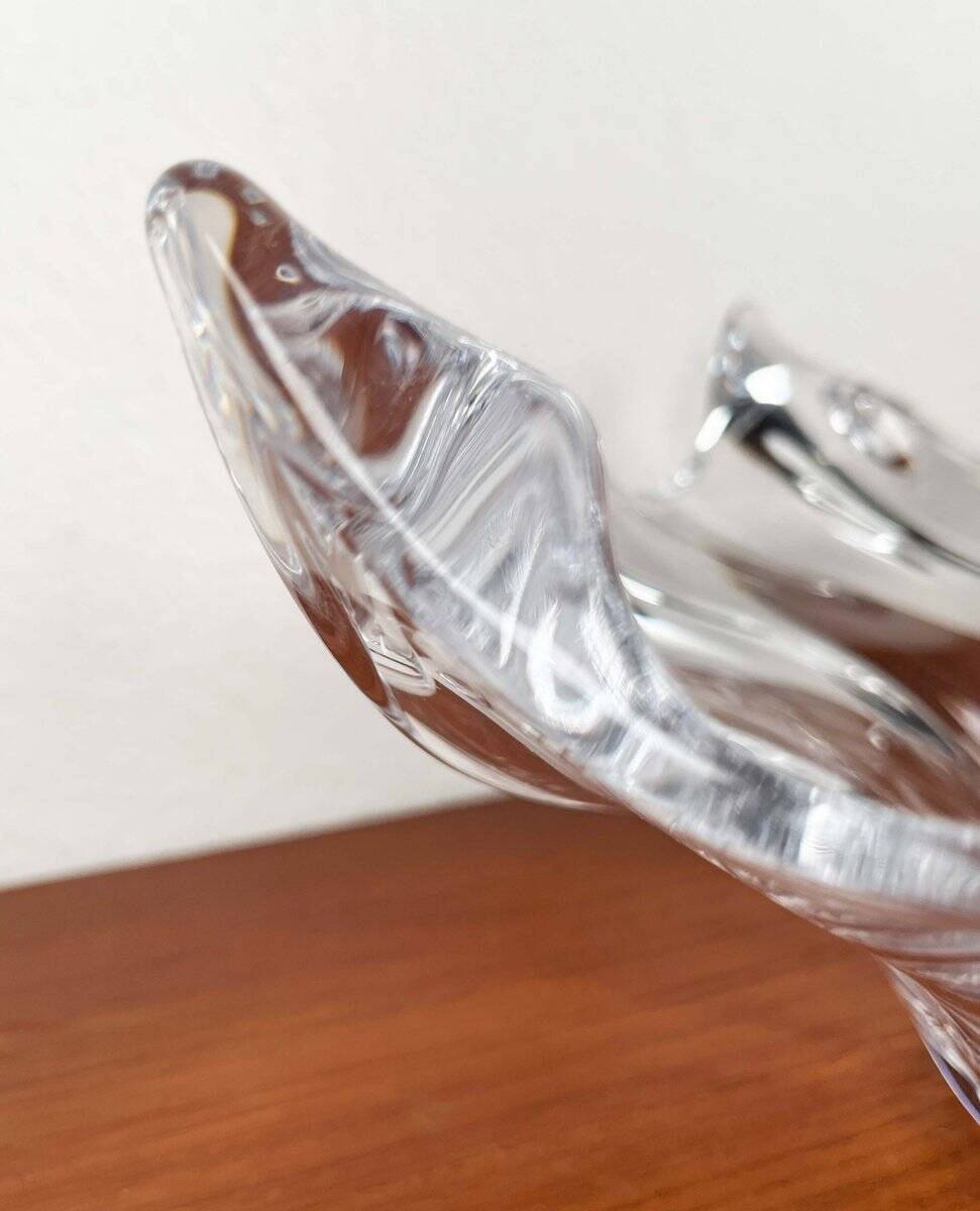 Large Modern Crystal Glass Fruit Bowl from the Mid-Century by Art Vannes, France, 1960s