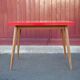 Vintage bistro table wooden table and red formica feet compass, kitchen, countryside