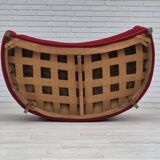 1960s, Danish 2-seater curved sofa, original red furniture fabric.