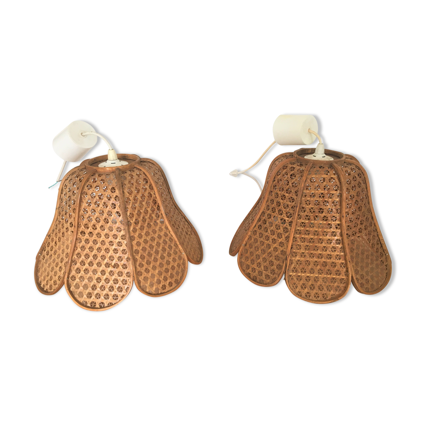 Lot of two rattan flower suspensions