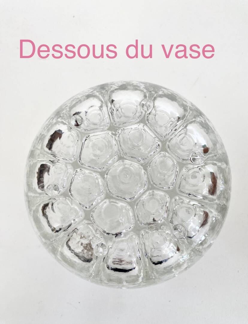 Vase pique-fleurs, support métal années 80