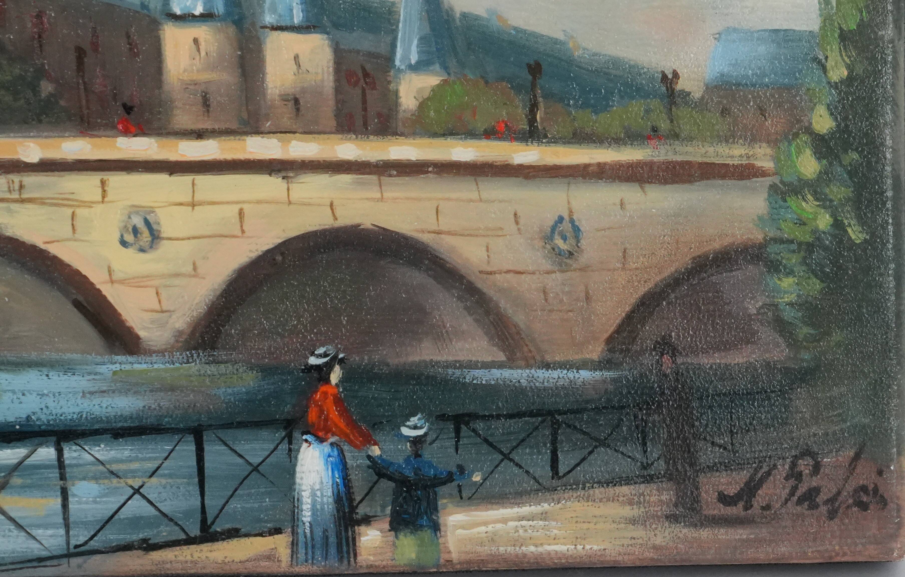 Michel PABOIS : Bateau de la Conciergerie, huile sur toile sur toile signée