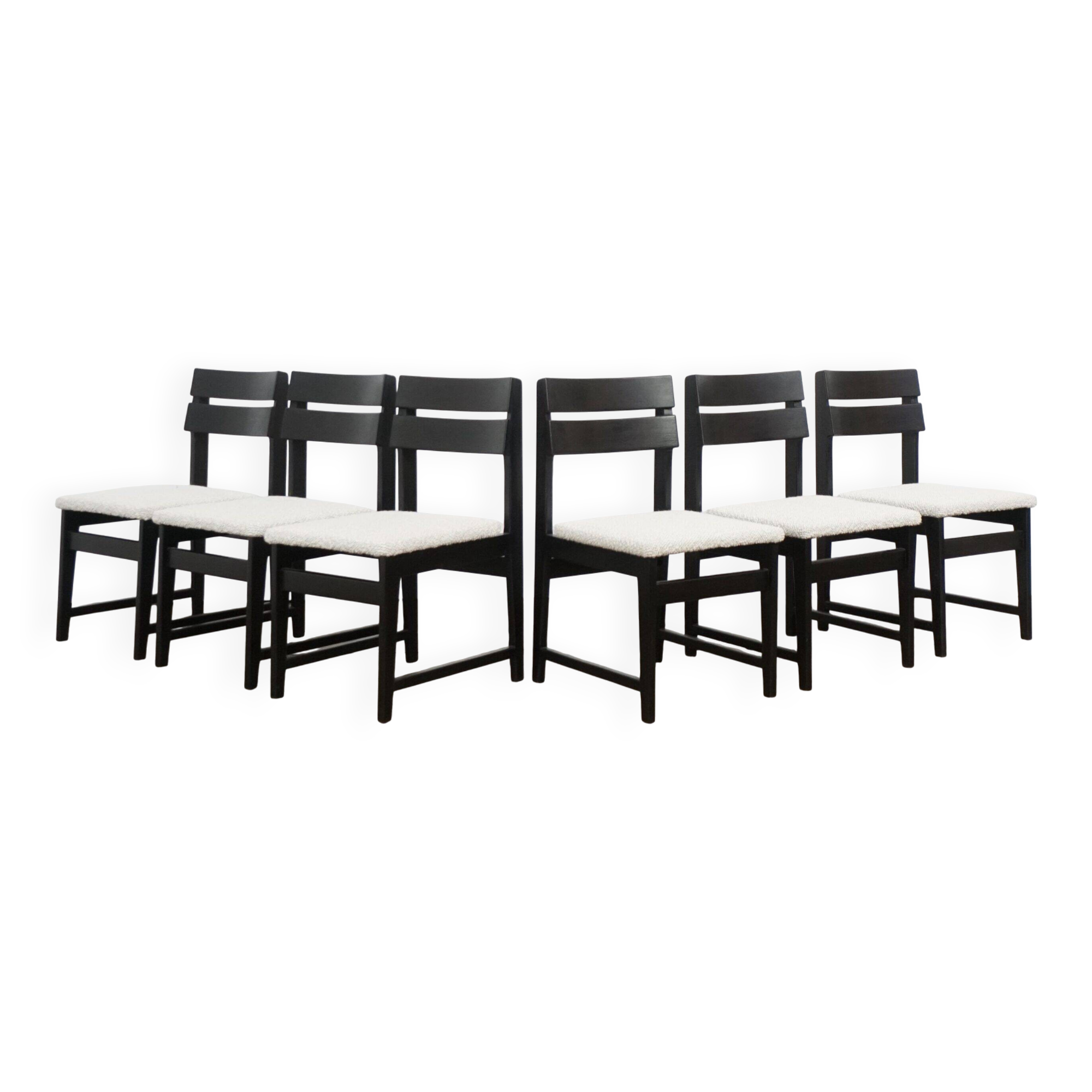 Set of 6 modernist dining chairs with new fabric