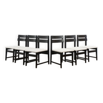 Set of 6 modernist dining chairs with new fabric