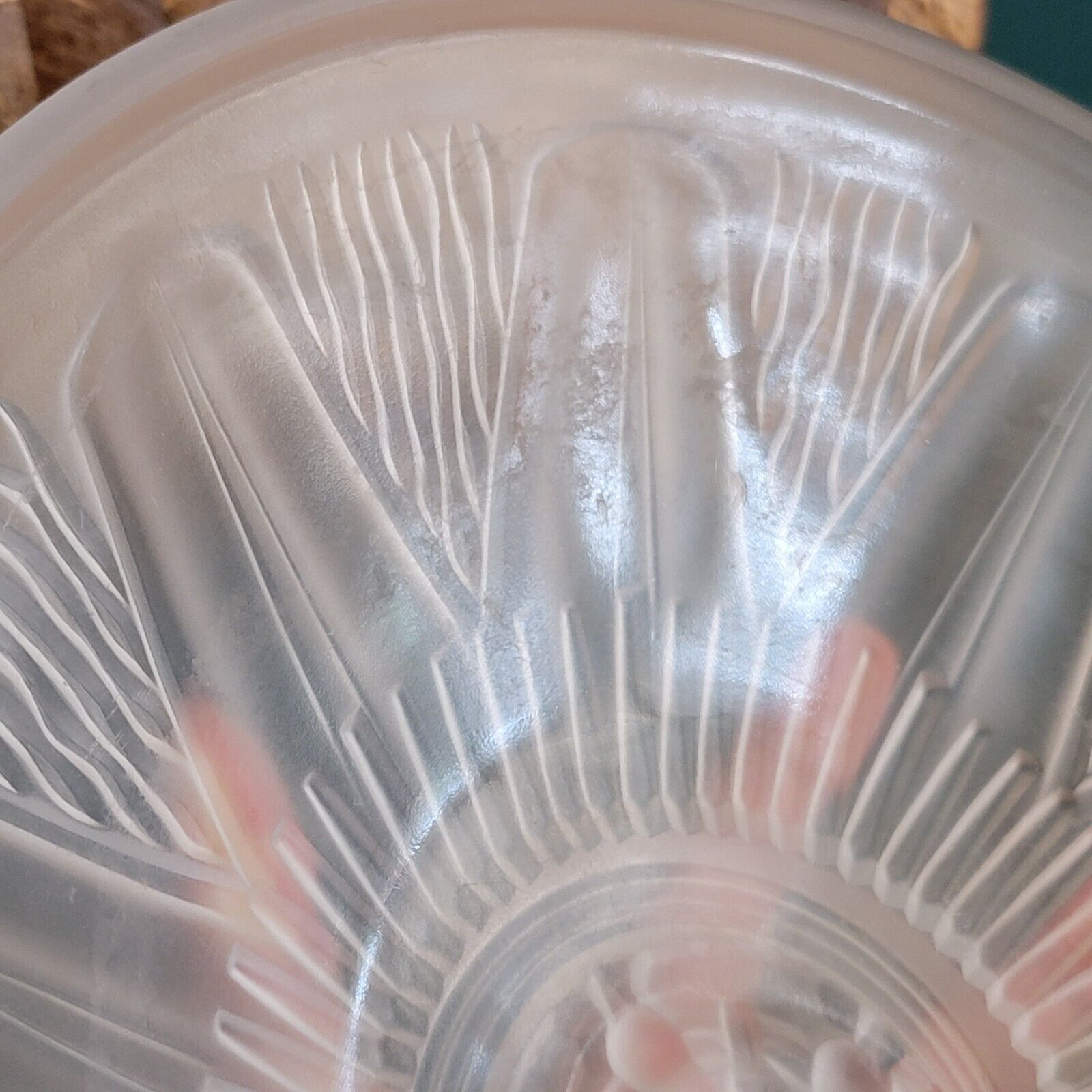 Old glass cut molded satin art deco