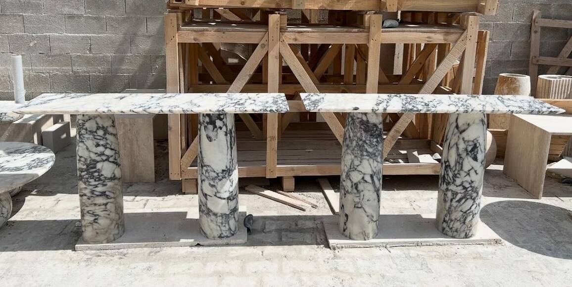 Console Mario en marbre violet veiné Viola par My Habitat Design