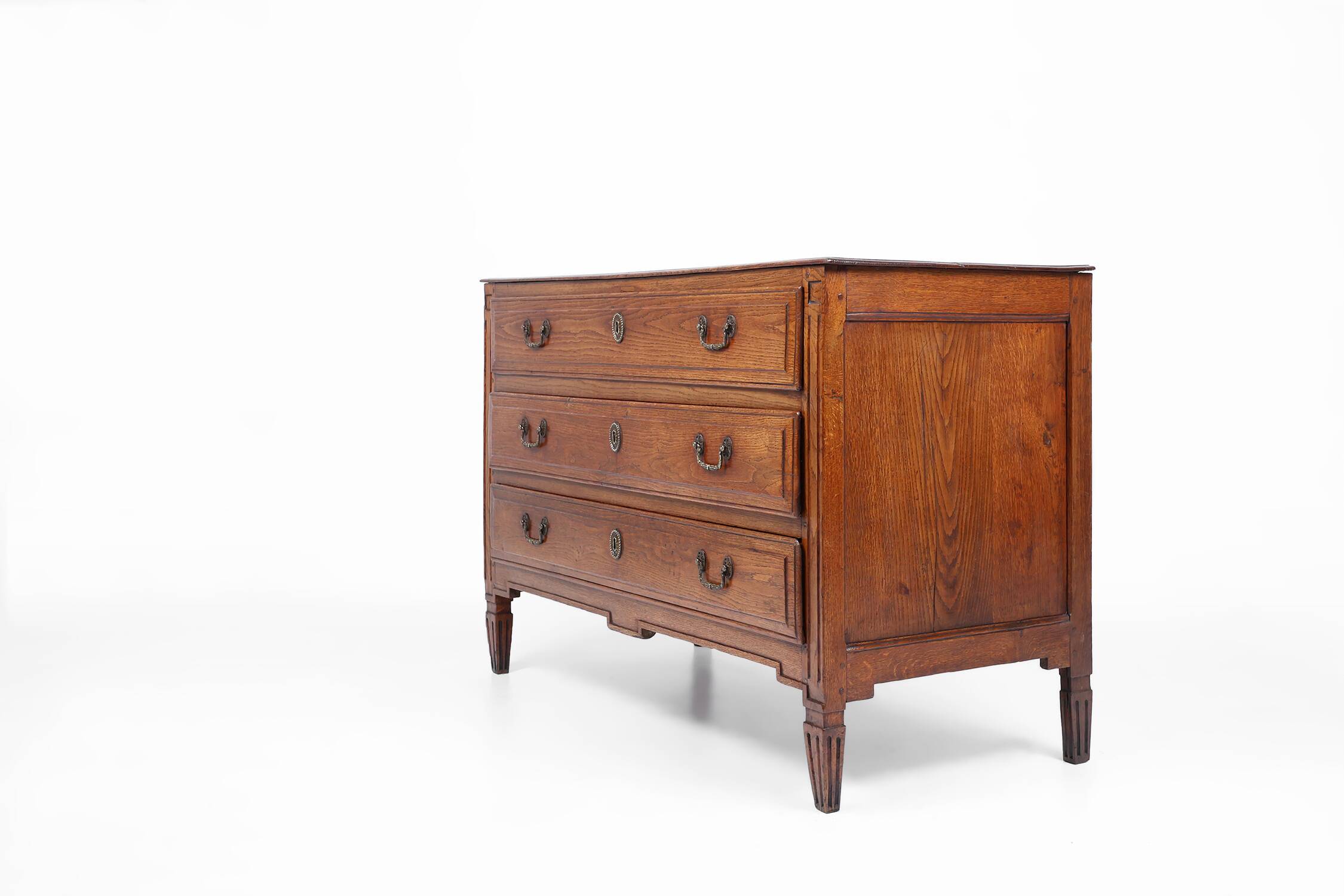 French rustic chest of drawers in solid oak with 3 drawers, ca. 1850