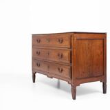 Commode rustique française en chêne massif à 3 tiroirs, vers 1850