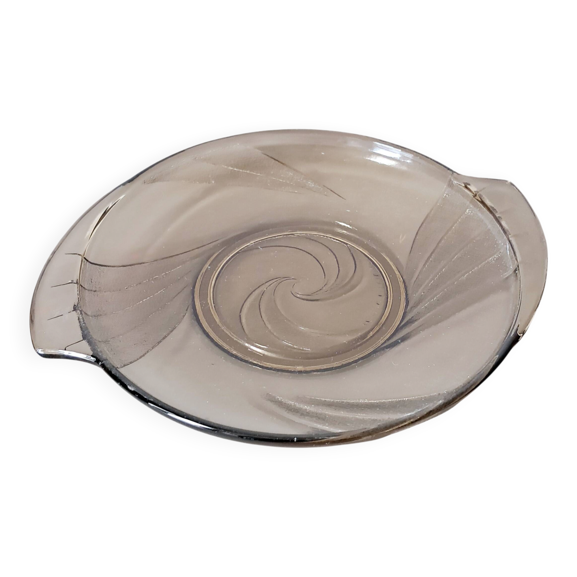 Art Deco clear glass dish. Val Saint Lambert. Belgium