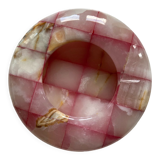 Ashtray with pink and white onyx checkerboard