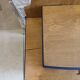 deep blue and wood refurbished bedside table