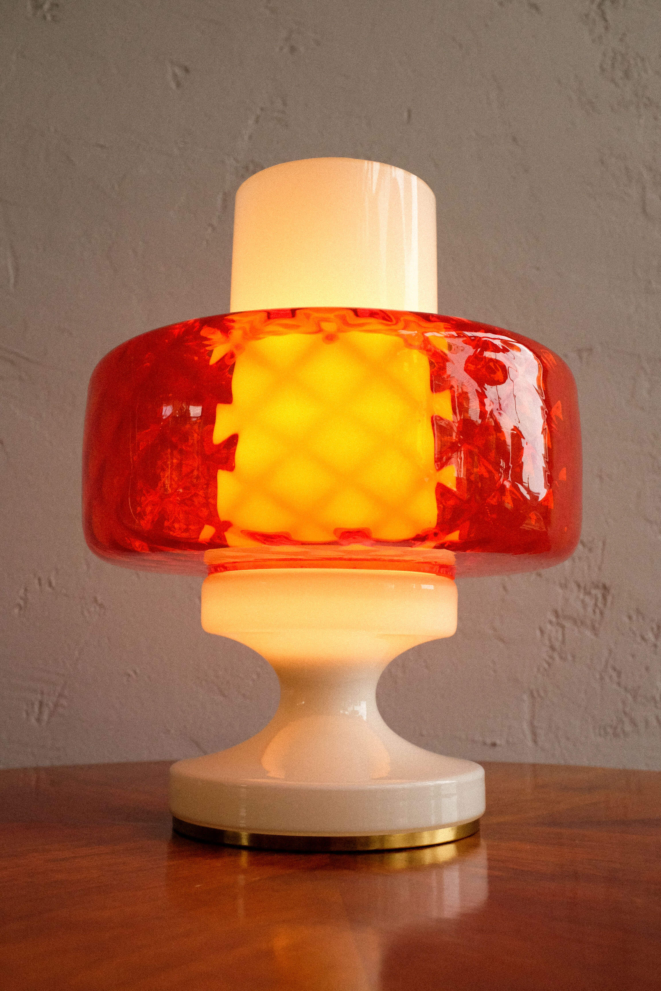 Czechoslovak Colored Glass Table Lamp by OPP Jihlava, 1970s