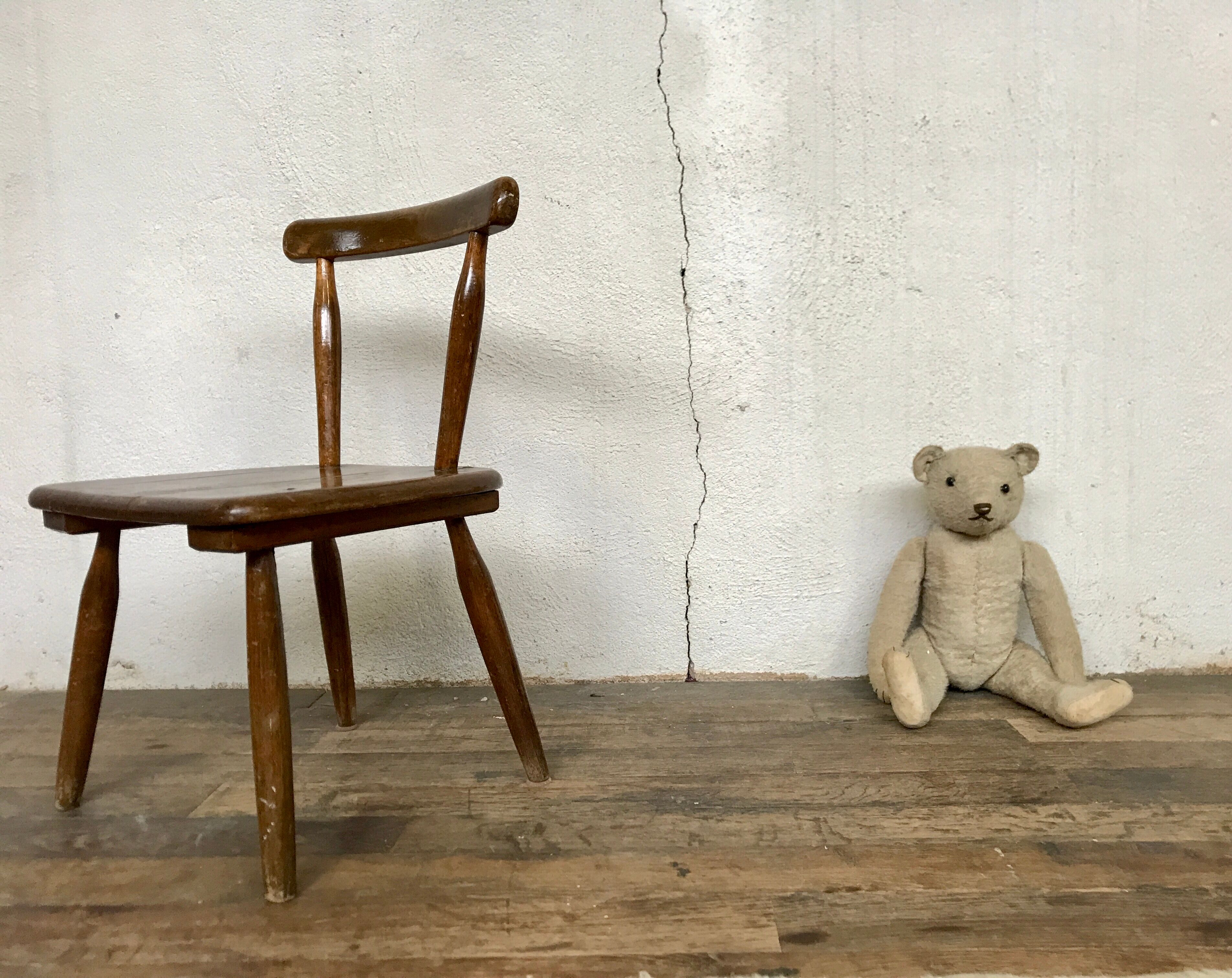 Brutalist primitive style wooden chair