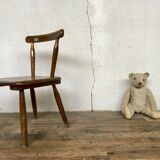 Brutalist primitive style wooden chair