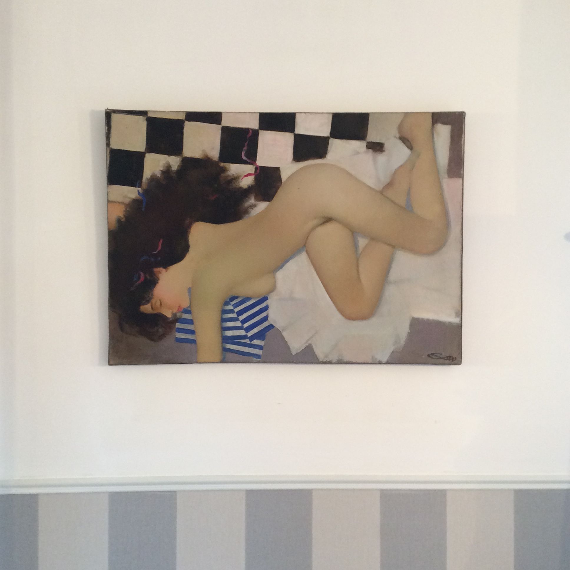 Contemporary painting Oil on canvas signed by Russian painter "Nude" dimension: H-50cm- L-70-Pr-2 cm-