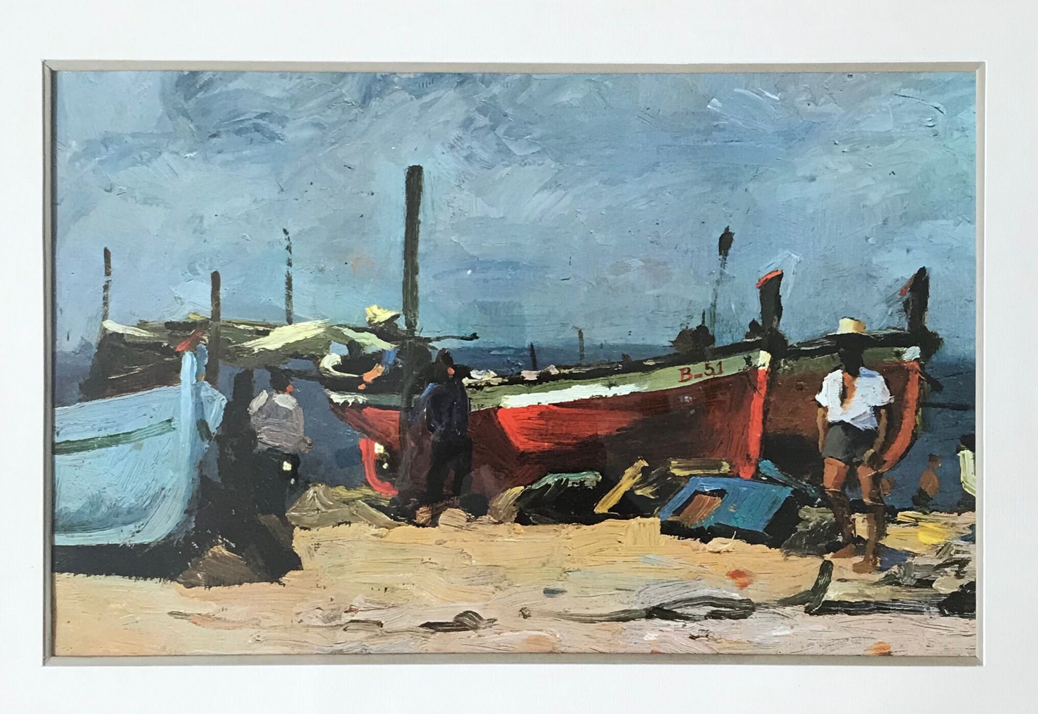Tableau bateaux et pêcheurs