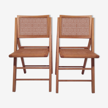 Lot of 2 foldable canne chairs