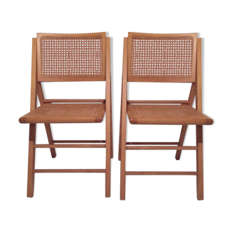 Lot of 2 foldable canne chairs