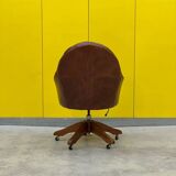 Fauteuil de direction Chesterfield en cuir marron