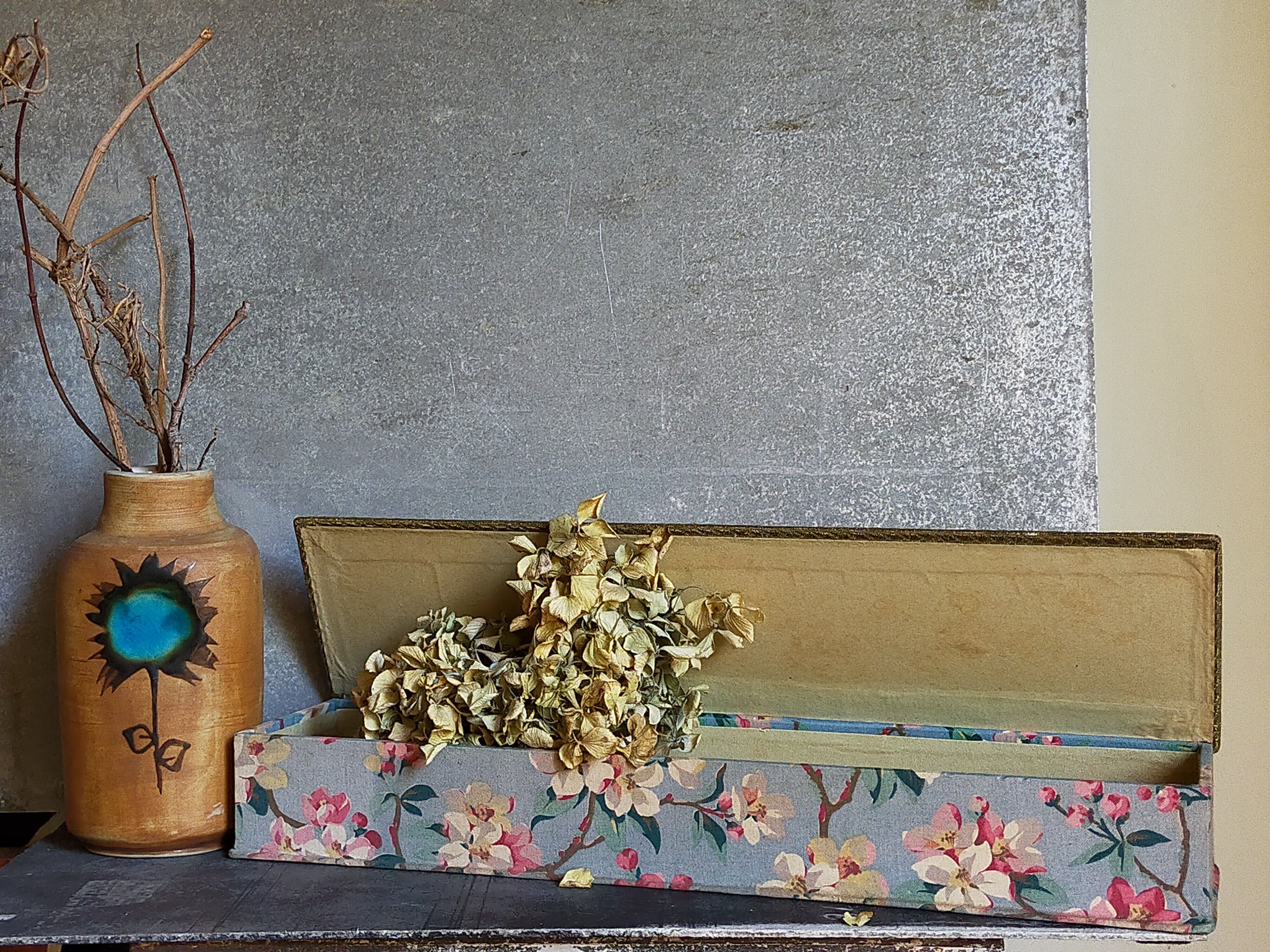 Ancient cherry blossom fabric box 1940