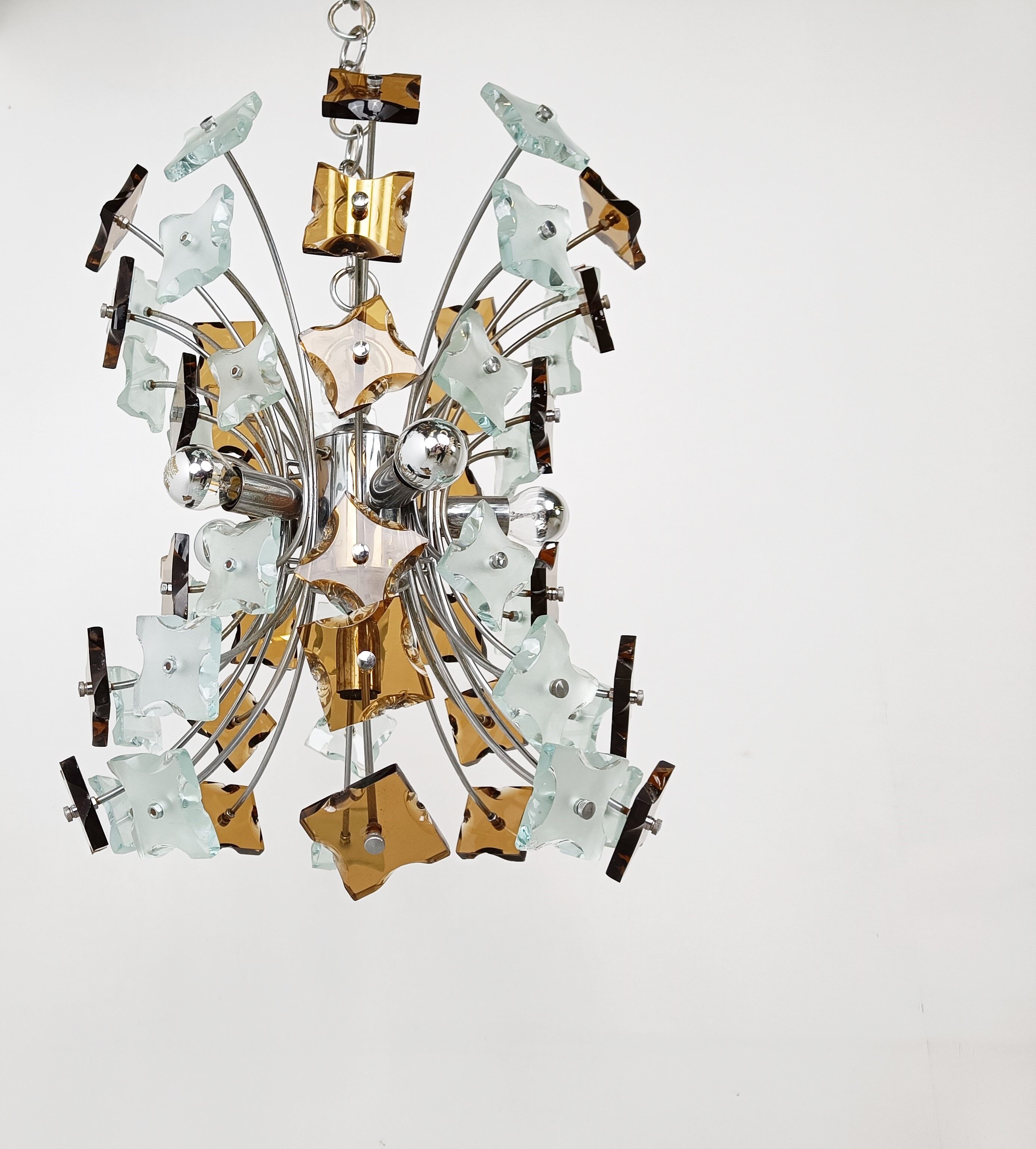 Mid century glass sputnik chandelier, 1970s