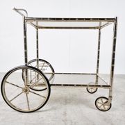 Chromed faux bamboo bar cart, Orsenigo Italy, 1970s